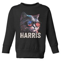 Kamala Harris For President 2024 Funny Cat Graphic Toddler Sweatshirt