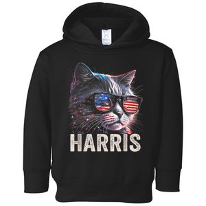 Kamala Harris For President 2024 Funny Cat Graphic Toddler Hoodie