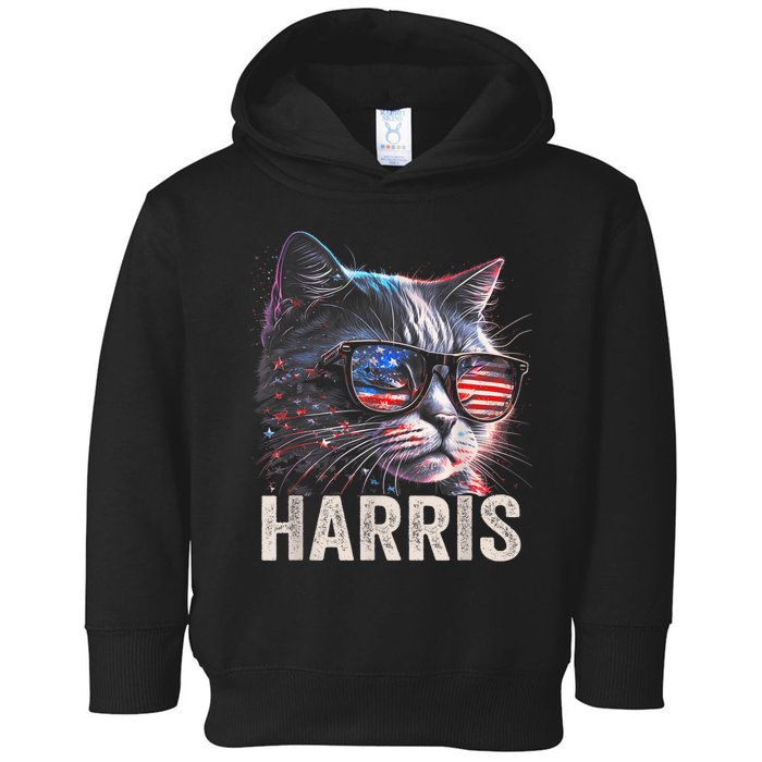 Kamala Harris For President 2024 Funny Cat Graphic Toddler Hoodie