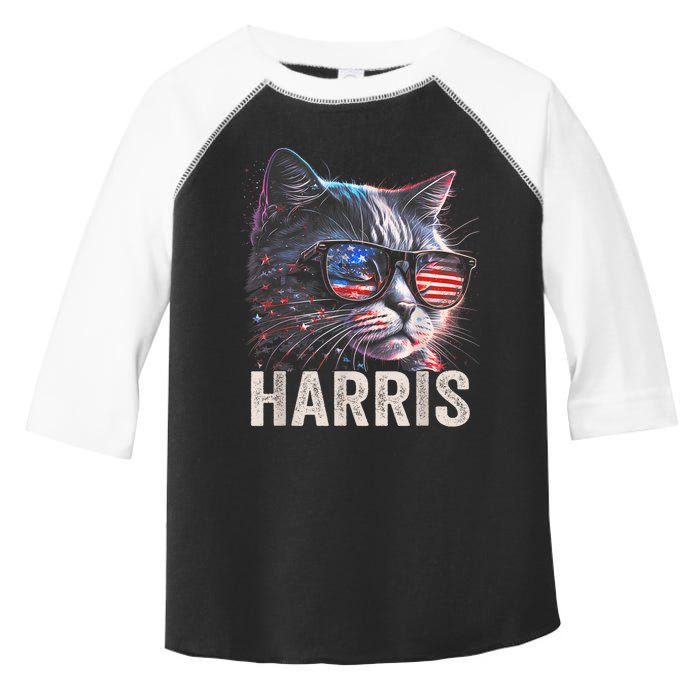 Kamala Harris For President 2024 Funny Cat Graphic Toddler Fine Jersey T-Shirt