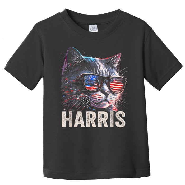 Kamala Harris For President 2024 Funny Cat Graphic Toddler T-Shirt