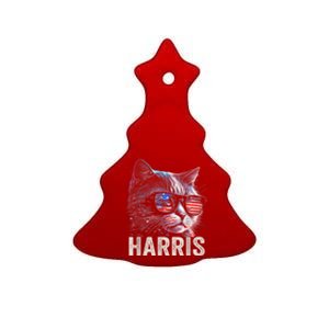 Kamala Harris For President 2024 Funny Cat Graphic Ceramic Tree Ornament