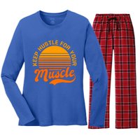 Keep Hustle For Muscle Design Fitness Coach Gift Women's Long Sleeve Flannel Pajama Set 