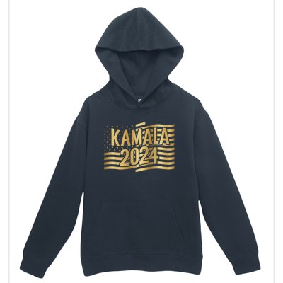 Kamala Harris For President 2024 Gold Flag And Kamala Text Urban Pullover Hoodie