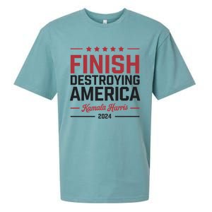 Kamala Harris Finish Destroying America 2024 Sueded Cloud Jersey T-Shirt