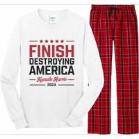 Kamala Harris Finish Destroying America 2024 Long Sleeve Pajama Set