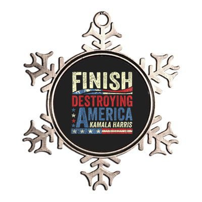 Kamala Harris Finish Destroying America 2024 Metallic Star Ornament