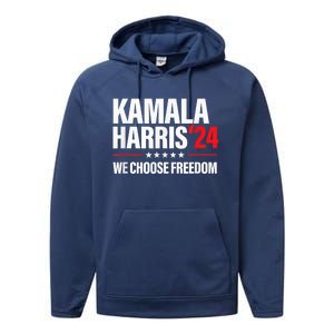 Kamala Harris For President 2024 Election Campaign Freedom Performance Fleece Hoodie