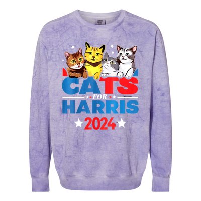 Kamala Harris For President 2024 Cats For Harris 2024 Gift Colorblast Crewneck Sweatshirt