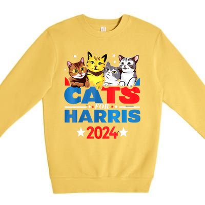 Kamala Harris For President 2024 Cats For Harris 2024 Gift Premium Crewneck Sweatshirt