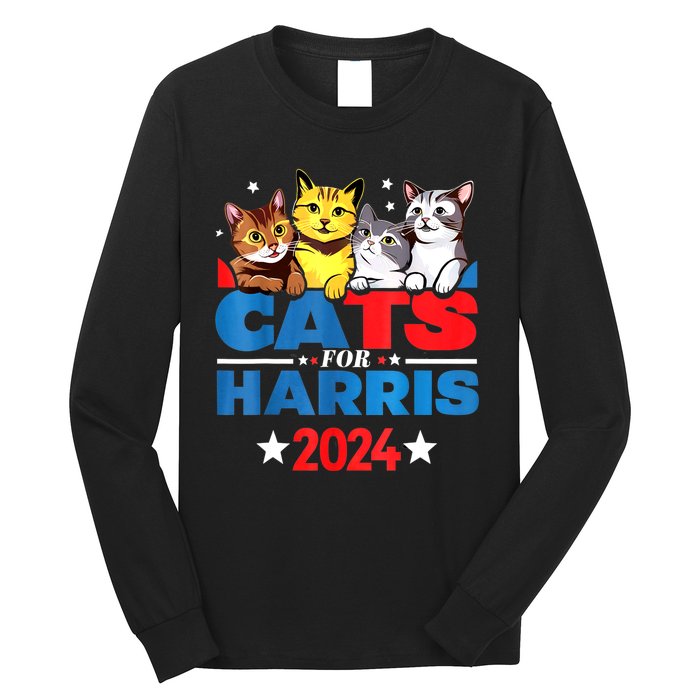 Kamala Harris For President 2024 Cats For Harris 2024 Gift Long Sleeve Shirt