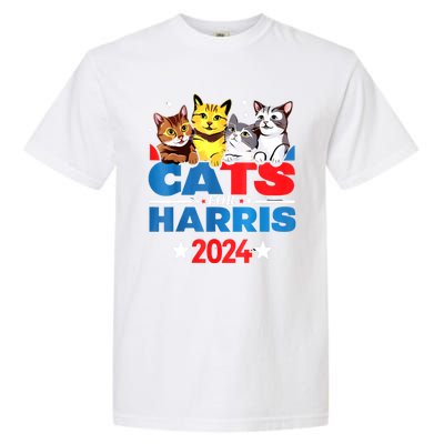 Kamala Harris For President 2024 Cats For Harris 2024 Gift Garment-Dyed Heavyweight T-Shirt