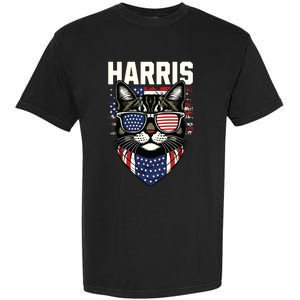 Kamala Harris For President 2024 Funny Cat Graphic Garment-Dyed Heavyweight T-Shirt