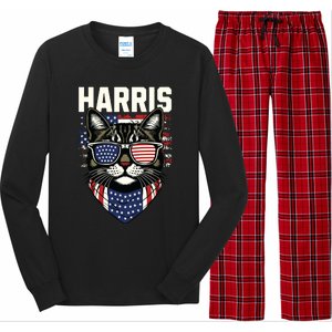 Kamala Harris For President 2024 Funny Cat Graphic Long Sleeve Pajama Set