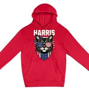 Kamala Harris For President 2024 Funny Cat Graphic Premium Pullover Hoodie