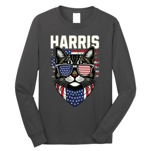 Kamala Harris For President 2024 Funny Cat Graphic Long Sleeve Shirt