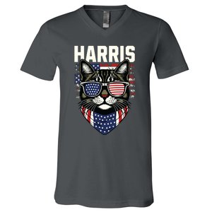 Kamala Harris For President 2024 Funny Cat Graphic V-Neck T-Shirt