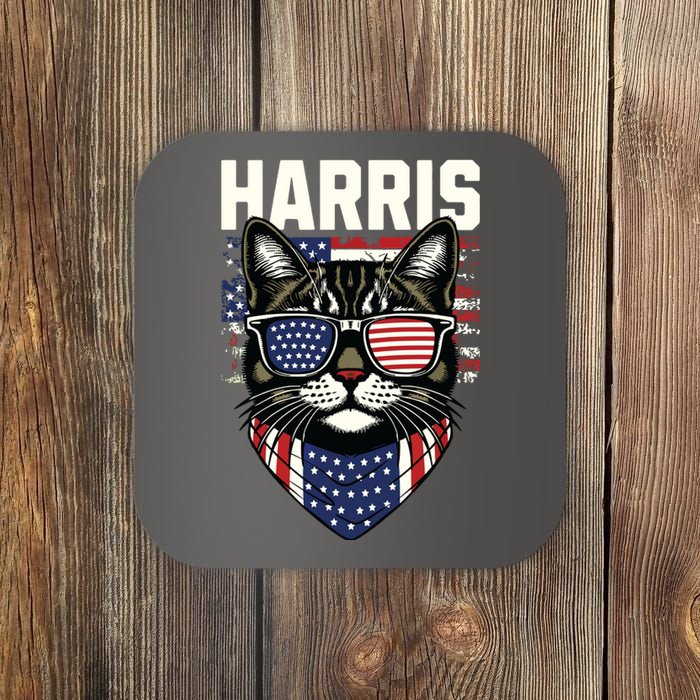 Kamala Harris For President 2024 Funny Cat Graphic Coaster