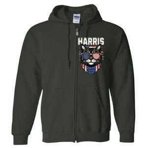 Kamala Harris For President 2024 Funny Cat Graphic Full Zip Hoodie