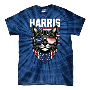 Kamala Harris For President 2024 Funny Cat Graphic Tie-Dye T-Shirt