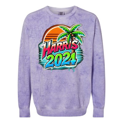 Kamala Harris Graffiti Coconut Tree Political Fashion Colorblast Crewneck Sweatshirt