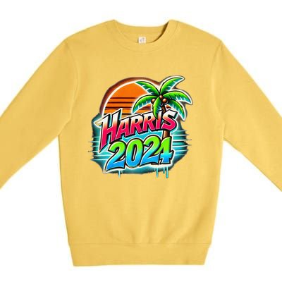 Kamala Harris Graffiti Coconut Tree Political Fashion Premium Crewneck Sweatshirt