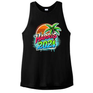 Kamala Harris Graffiti Coconut Tree Political Fashion Ladies PosiCharge Tri-Blend Wicking Tank