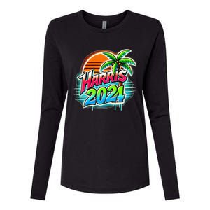 Kamala Harris Graffiti Coconut Tree Political Fashion Womens Cotton Relaxed Long Sleeve T-Shirt