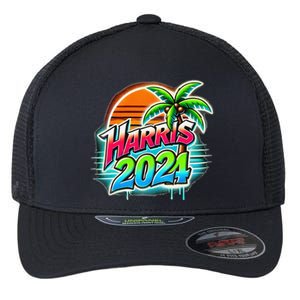 Kamala Harris Graffiti Coconut Tree Political Fashion Flexfit Unipanel Trucker Cap