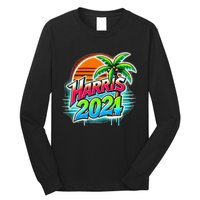 Kamala Harris Graffiti Coconut Tree Political Fashion Long Sleeve Shirt