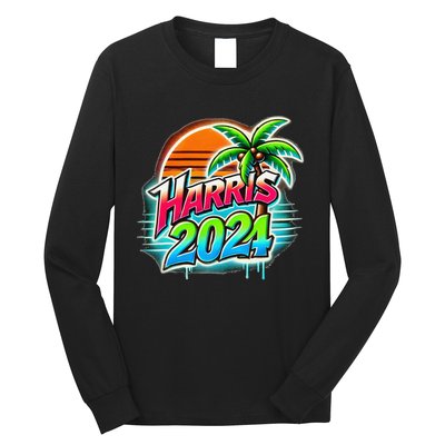 Kamala Harris Graffiti Coconut Tree Political Fashion Long Sleeve Shirt