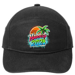 Kamala Harris Graffiti Coconut Tree Political Fashion 7-Panel Snapback Hat