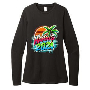 Kamala Harris Graffiti Coconut Tree Political Fashion Womens CVC Long Sleeve Shirt