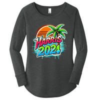 Kamala Harris Graffiti Coconut Tree Political Fashion Women's Perfect Tri Tunic Long Sleeve Shirt