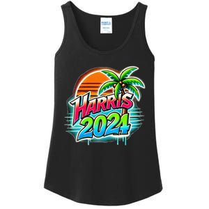 Kamala Harris Graffiti Coconut Tree Political Fashion Ladies Essential Tank