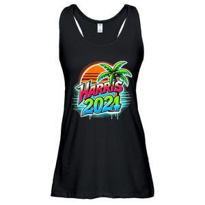 Kamala Harris Graffiti Coconut Tree Political Fashion Ladies Essential Flowy Tank