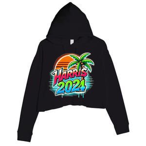 Kamala Harris Graffiti Coconut Tree Political Fashion Crop Fleece Hoodie