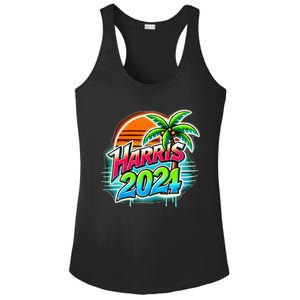 Kamala Harris Graffiti Coconut Tree Political Fashion Ladies PosiCharge Competitor Racerback Tank