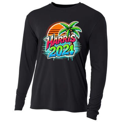 Kamala Harris Graffiti Coconut Tree Political Fashion Cooling Performance Long Sleeve Crew