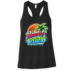 Kamala Harris Graffiti Coconut Tree Political Fashion Women's Racerback Tank