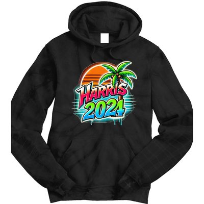 Kamala Harris Graffiti Coconut Tree Political Fashion Tie Dye Hoodie