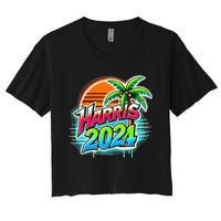 Kamala Harris Graffiti Coconut Tree Political Fashion Women's Crop Top Tee