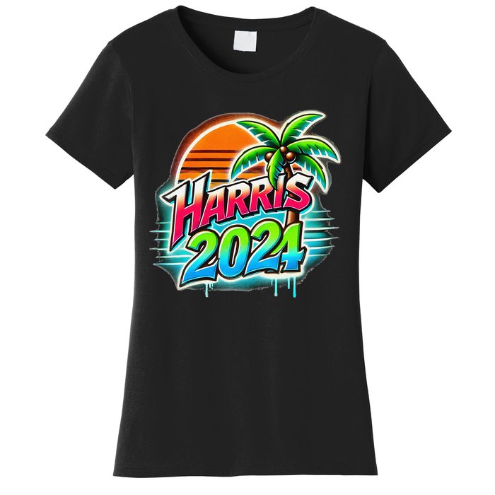 Kamala Harris Graffiti Coconut Tree Political Fashion Women's T-Shirt