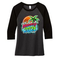 Kamala Harris Graffiti Coconut Tree Political Fashion Women's Tri-Blend 3/4-Sleeve Raglan Shirt