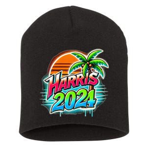 Kamala Harris Graffiti Coconut Tree Political Fashion Short Acrylic Beanie