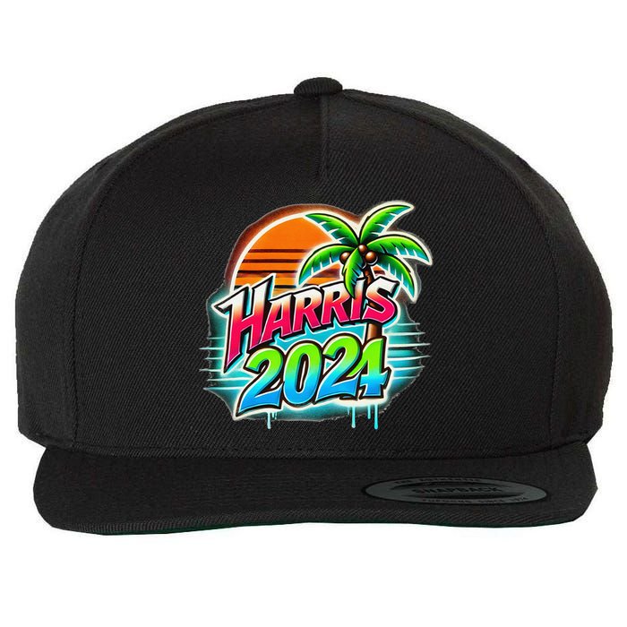 Kamala Harris Graffiti Coconut Tree Political Fashion Wool Snapback Cap