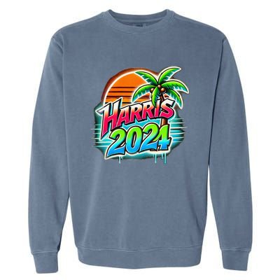 Kamala Harris Graffiti Coconut Tree Political Fashion Garment-Dyed Sweatshirt