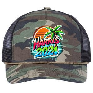 Kamala Harris Graffiti Coconut Tree Political Fashion Retro Rope Trucker Hat Cap