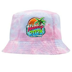 Kamala Harris Graffiti Coconut Tree Political Fashion Tie-Dyed Bucket Hat