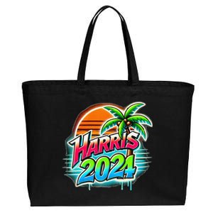 Kamala Harris Graffiti Coconut Tree Political Fashion Cotton Canvas Jumbo Tote